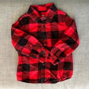 3T Boys Red Buffalo Plain Flannel Button Down